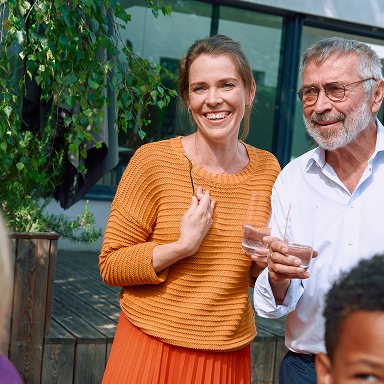 A woman and a man drinking water
